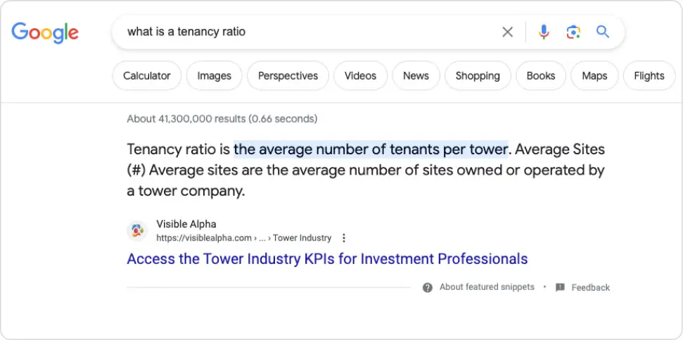 Visible alpha b2b seo rich snippet