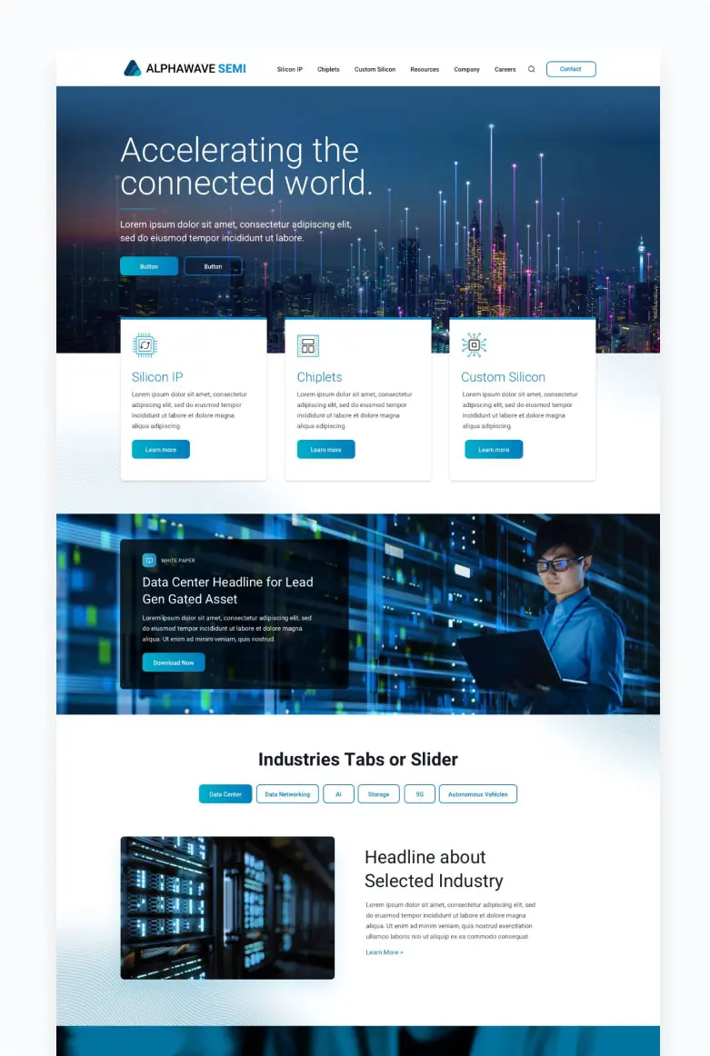 Alphawave b2b website design mobile