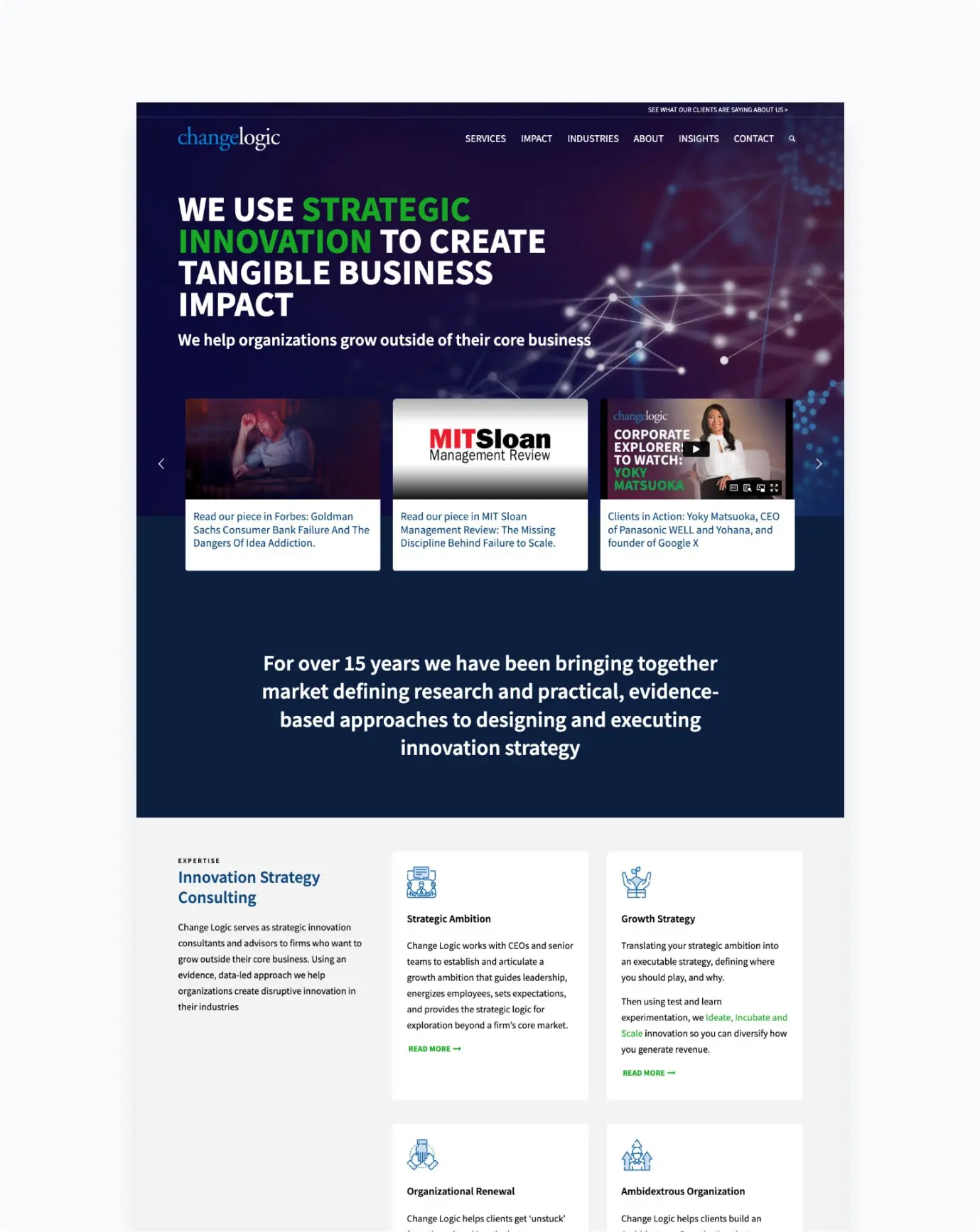 Changelogic b2b website design home mobile