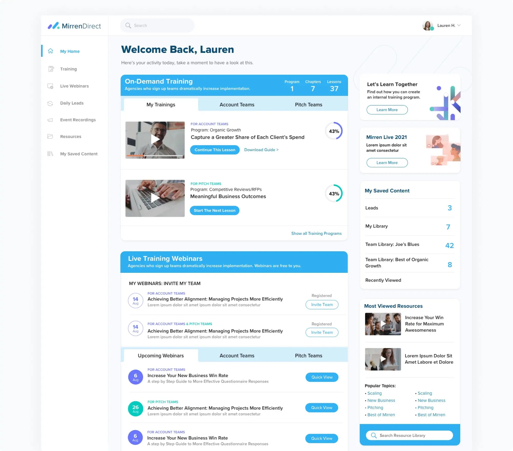 Mirren b2b desktop app dashboard 1