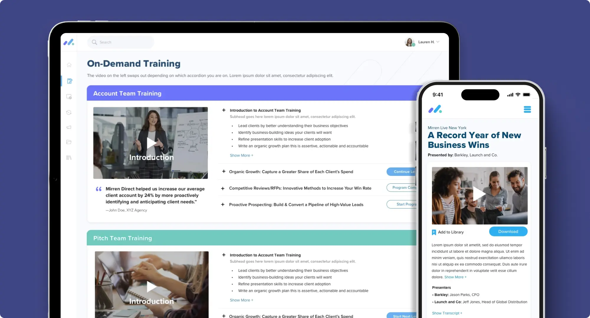 Mirren b2b mobile responsive design