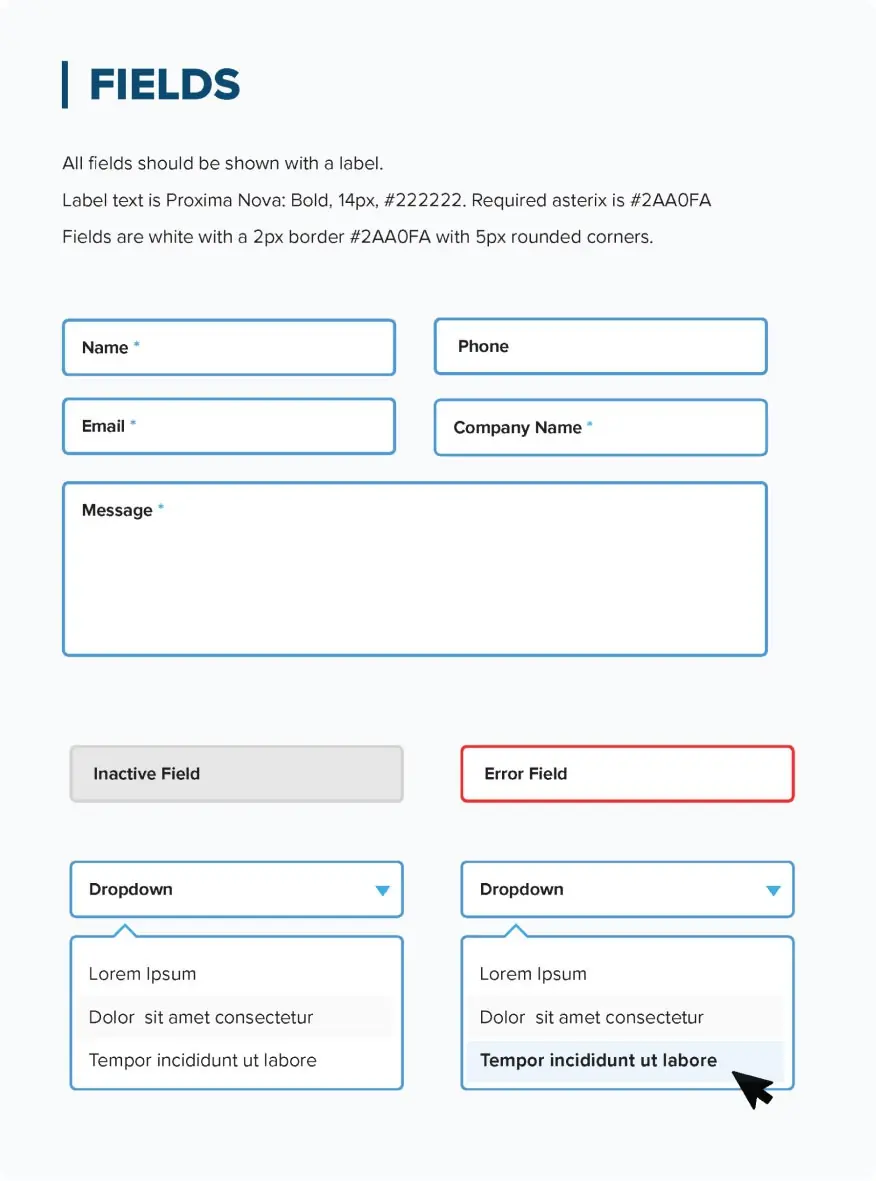 Mirren b2b user interface design fields mobile