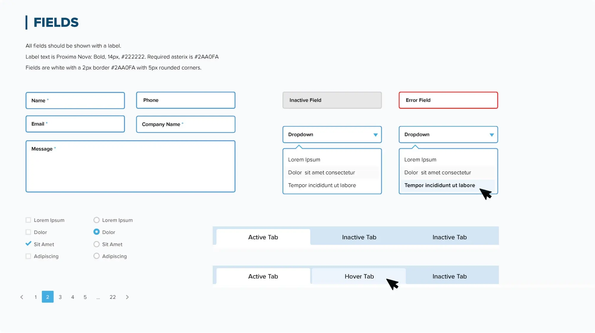 Mirren b2b user interface design fields