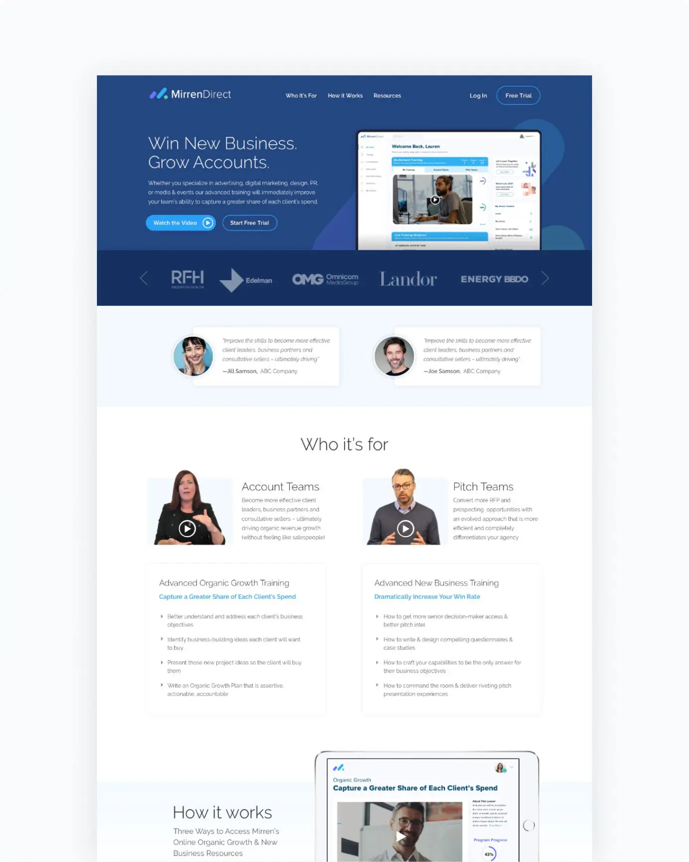 Mirren b2b website design mobile home2