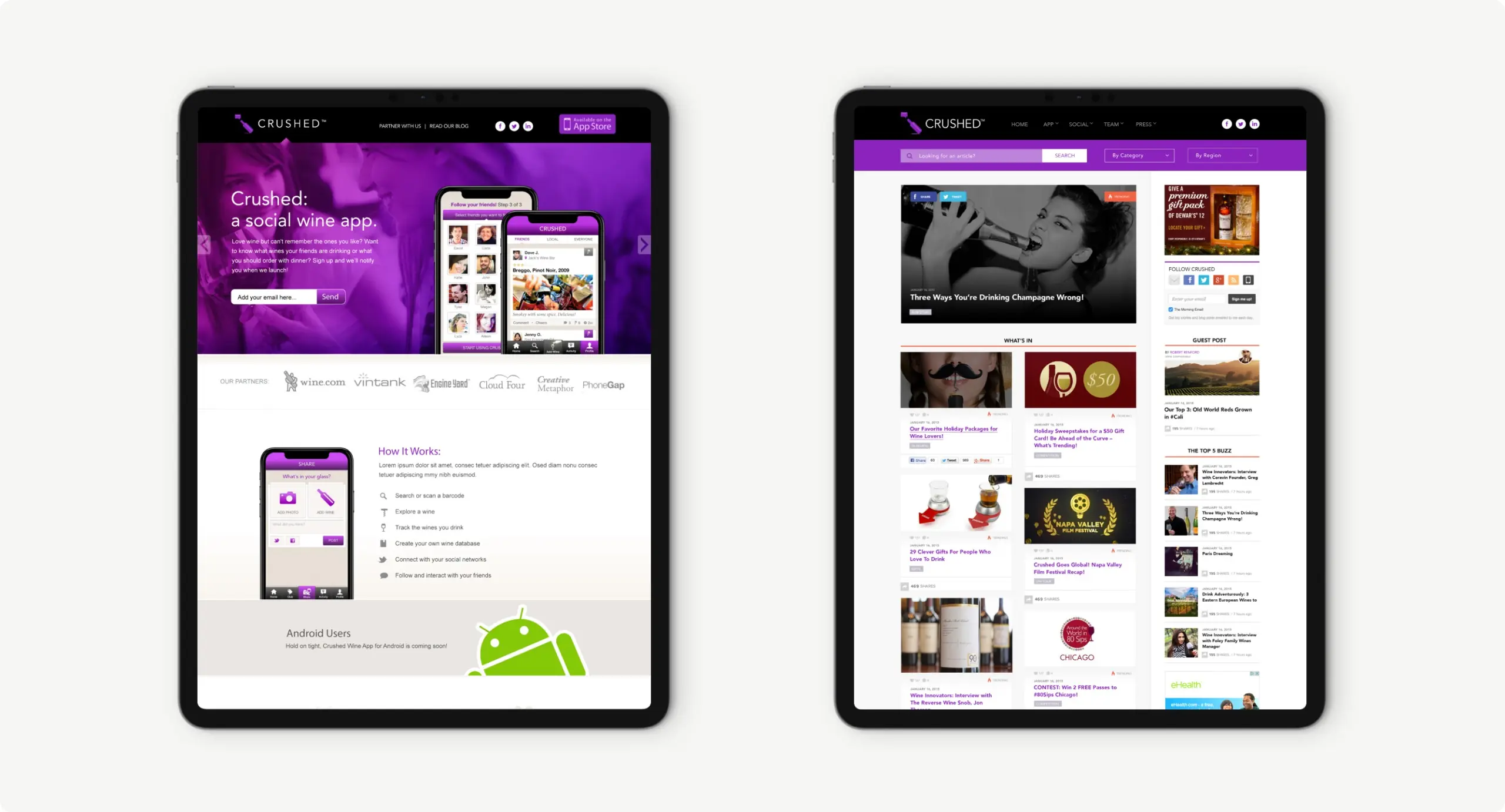 Crushed Mobile App Website