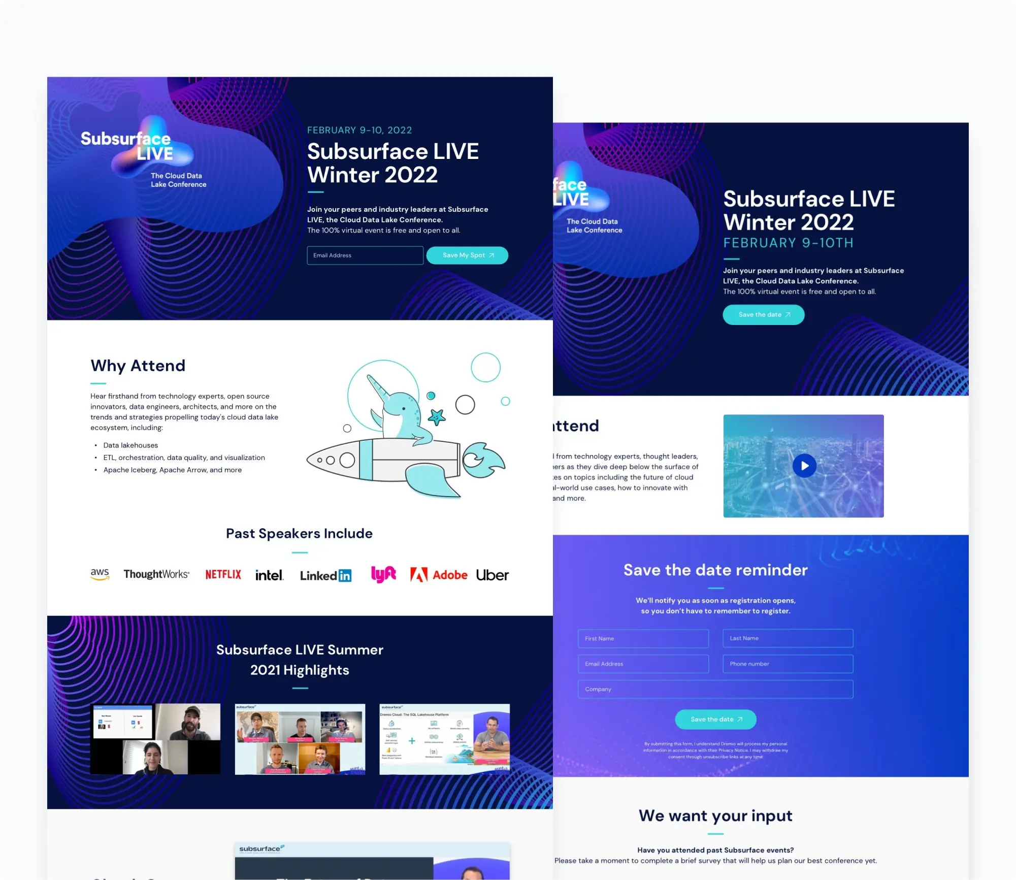 Subsurface b2b event website design
