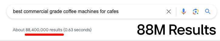 b2b search results coffee